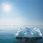 lone iceberg melting under sunlight